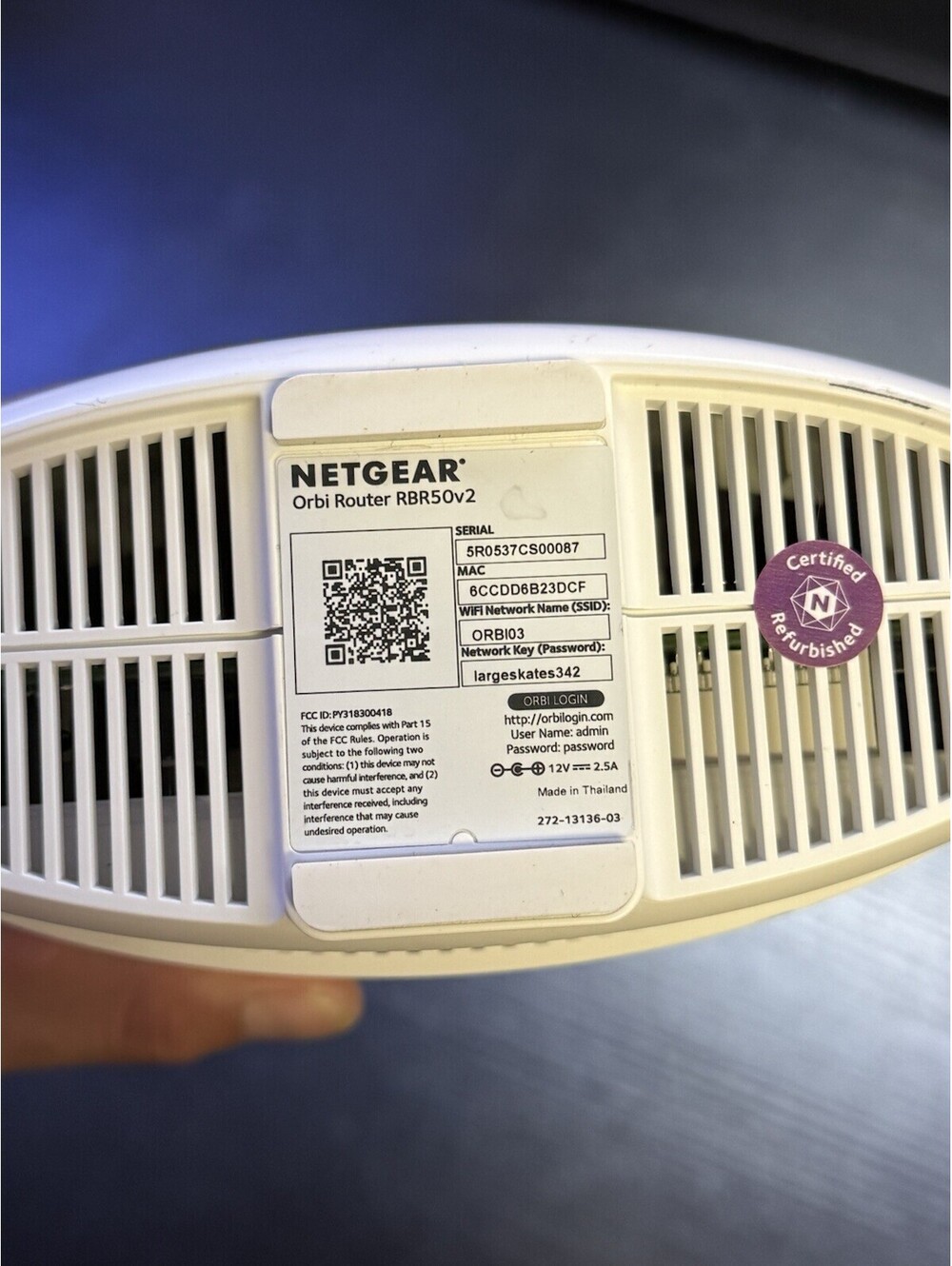 Netgear Orbi RBR50v2 AC3000 Tri-Band Wi-Fi Router - Picture 5 of 7